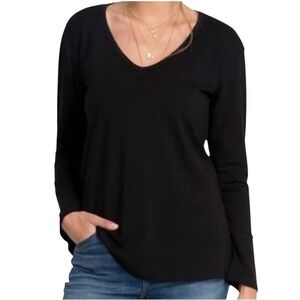 Johnny Was Calmé Women's Black V-Neck Long Sleeve Top Size M